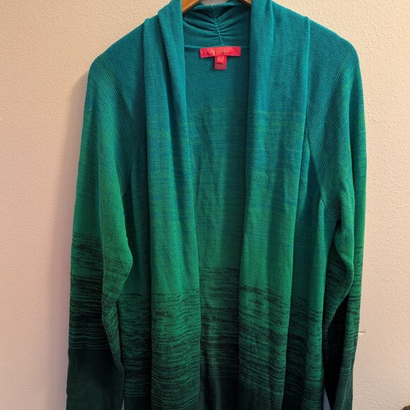 Lilly Pulitzer Tatum Cardigan Ombre Blue-Green EUC 2XL - Picture 3 of 7